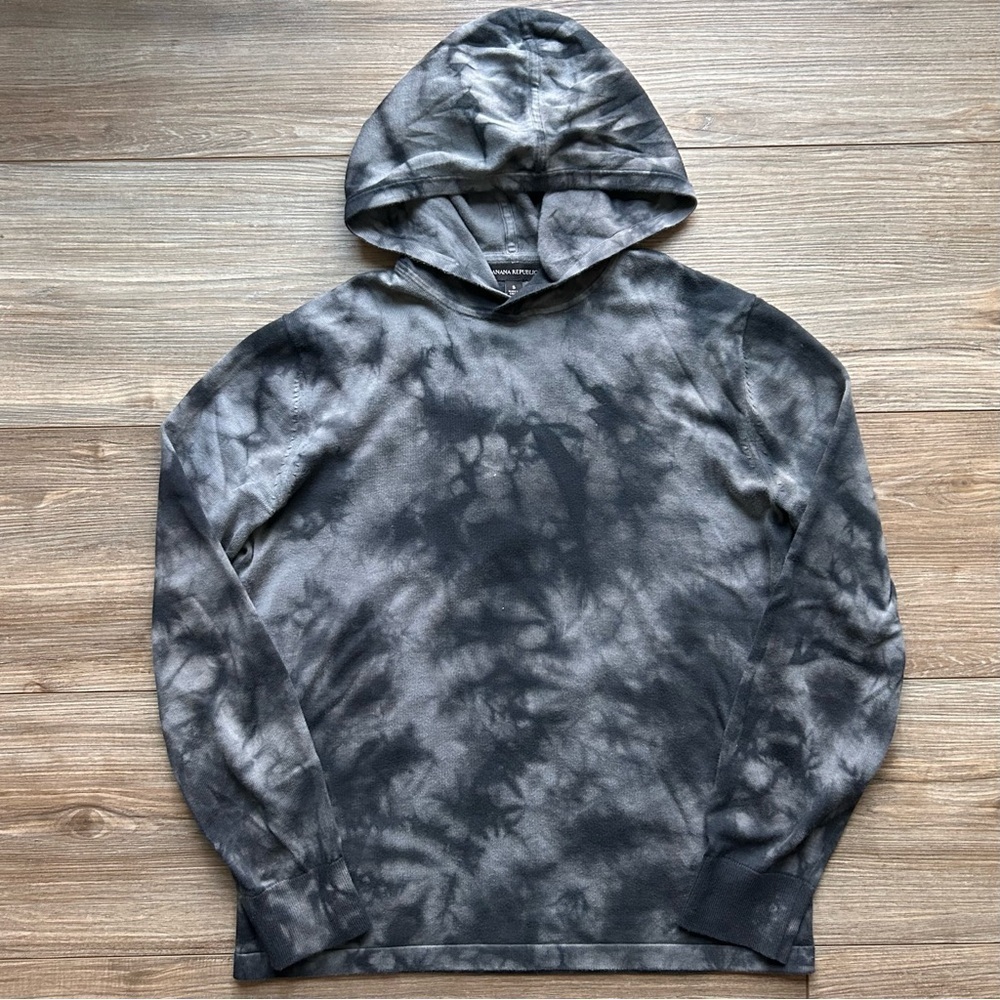 Banana Republic | Cotton Jersey Hoodie in Grey Tie Dye (Small) - Picture 6 of 10